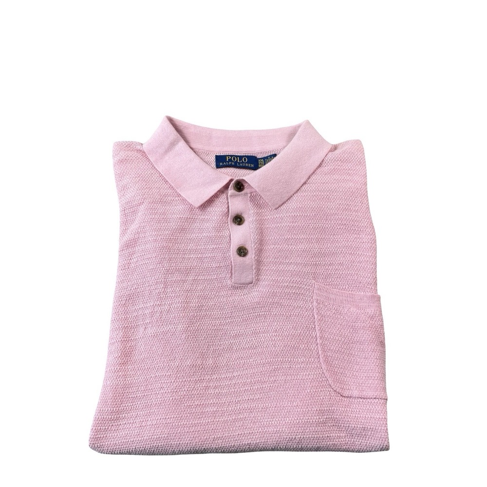Polo Ralph Lauren Light Pink Knit Cotton Linen S/S Current Jumper Polo Size 2XL